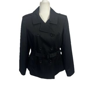 Giorgio Sant' Angelo Black Lined Belted Blazer Button Classic Size 12 Petite